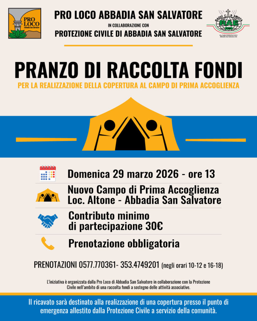 Pranzo di raccolta fondi per la copertura presso il campo di prima accoglienza in Loc. Altone
